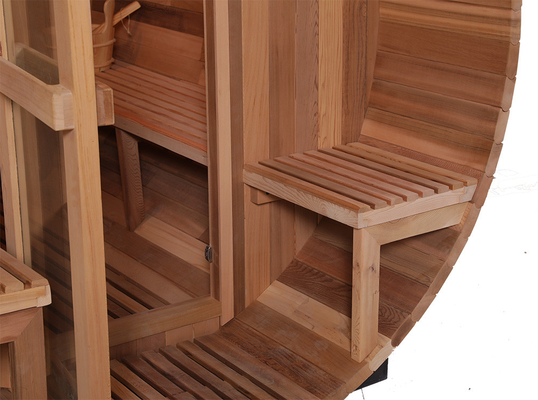 Tempered Glass Wood Sauna Barrel Easy Installation 15-90.C Temperature Range