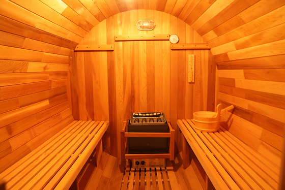 Tempered Glass Wood Sauna Barrel Easy Installation 15-90.C Temperature Range