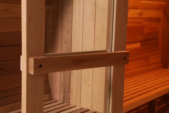 Tempered Glass Wood Sauna Barrel Easy Installation 15-90.C Temperature Range