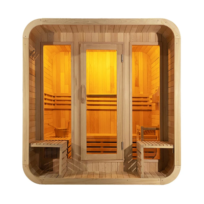 Temperature 15 ~ 90 \u2103 HEMLOCK Outdoor Dry Sauna With Glass Door