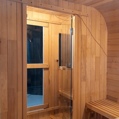 Cedar Outdoor Dry Sauna For 5-6 Persons With Full Glass Door / Bluetooth Music System