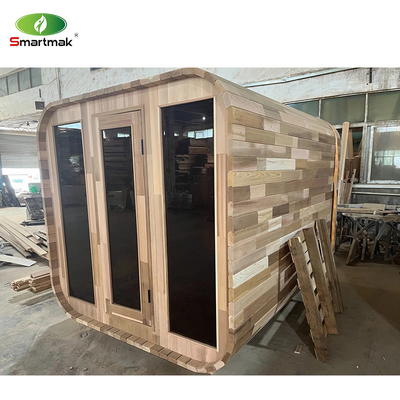 Luxury Hemlock Outdoor Dry Sauna For 5 6 Persons Adjustable Ventilation 15-90 .C Temperature Range