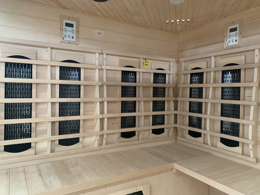 Residential 4 Person Wooden Steam Sauna Room Hemlock Infrared Steam Combine