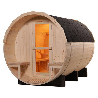 4 Person Redwood Outdoors Sauna Room Garden Pine Wood Wine Barrel Sauna