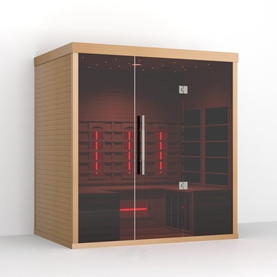 Hemlock Wood 4 Person Smartmak Sauna Unit Far Infrared Dry Sauna For Home 2700w
