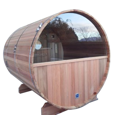 RoHS 8 Person Round Outdoor Sauna Red Cedar Barrel Sauna Wood Stove