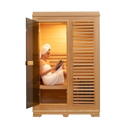 SASO 2 Person Red Cedar Solid Wood Dry Heat Steam Sauna For Home