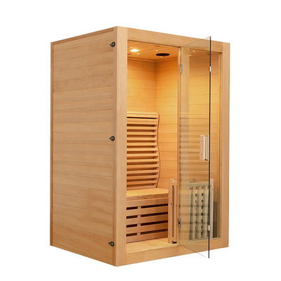 Smartmak 1 Person Wood Steam Home Sauna Room with 8mm Tempered Glass door