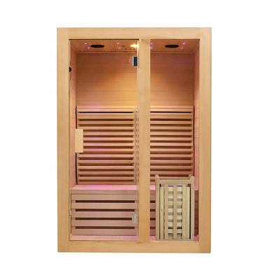 Smartmak 1 Person Wood Steam Home Sauna Room with 8mm Tempered Glass door