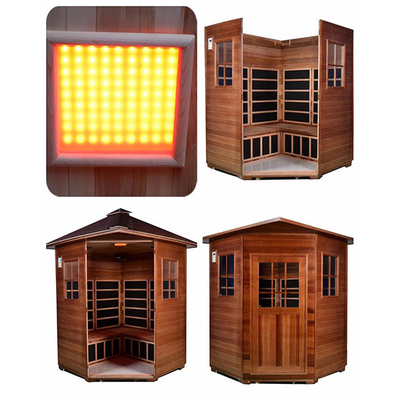 ROHS Far Infrared Outdoor Dry Sauna Room Garden Sauna 4 Person Chromatherapy Lighting