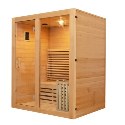 ROHS Tempered Glass 3 Person Steam Sauna Room Red Cedar