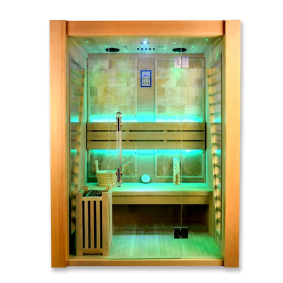 Single Bench Hemlock 4 Person Cedar Sauna Indoor Steam Room With 6kw Stove Heater