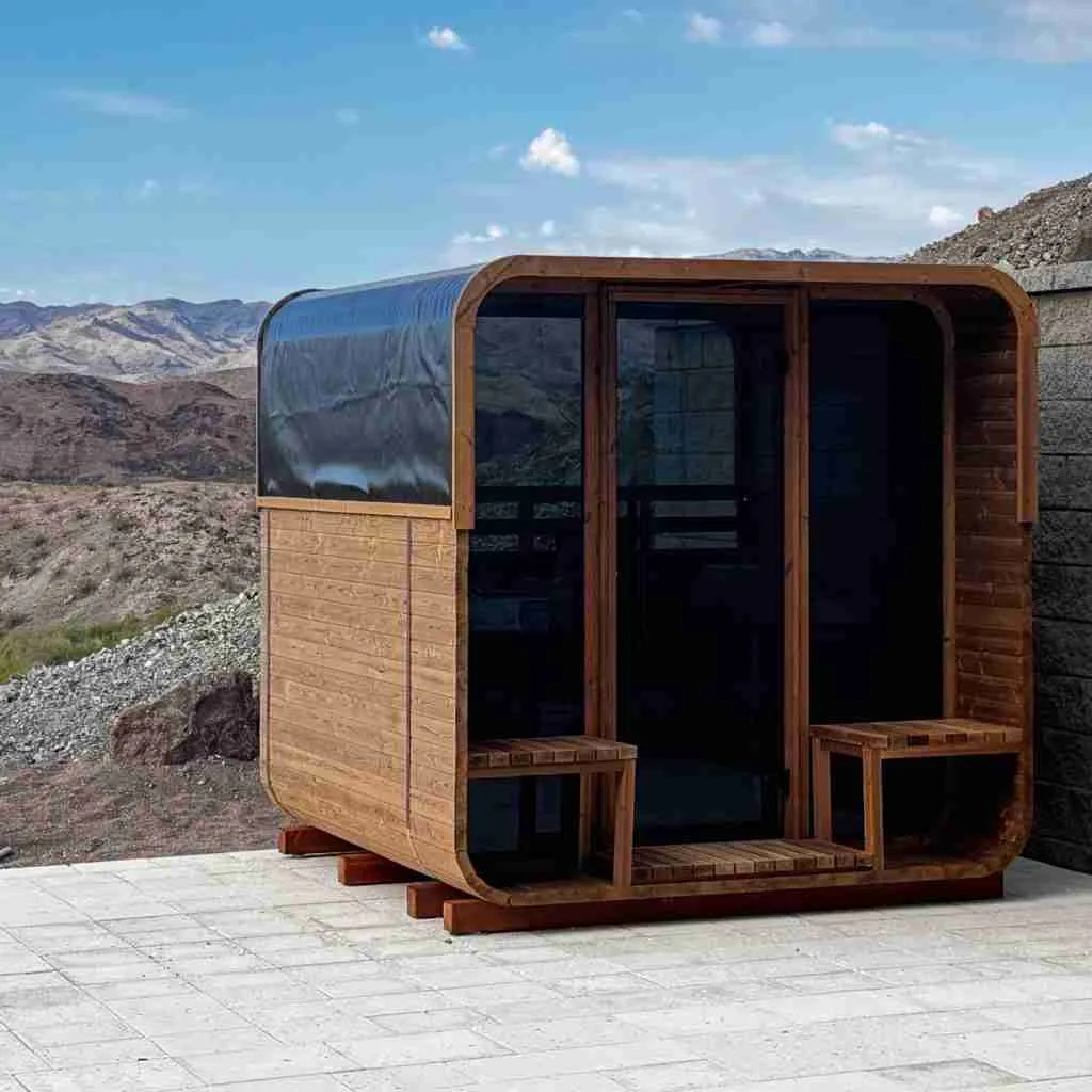 6 Person Redwood Outdoors Traditional Dry Steam Sauna Room With Porch 19