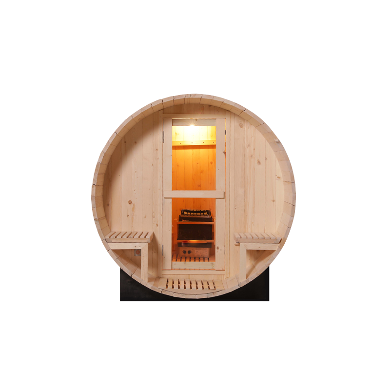 Traditionelle, maßgefertigte Trockendampf-Fasssauna für den Außenbereich mit niedriger Mindestbestellmenge 11