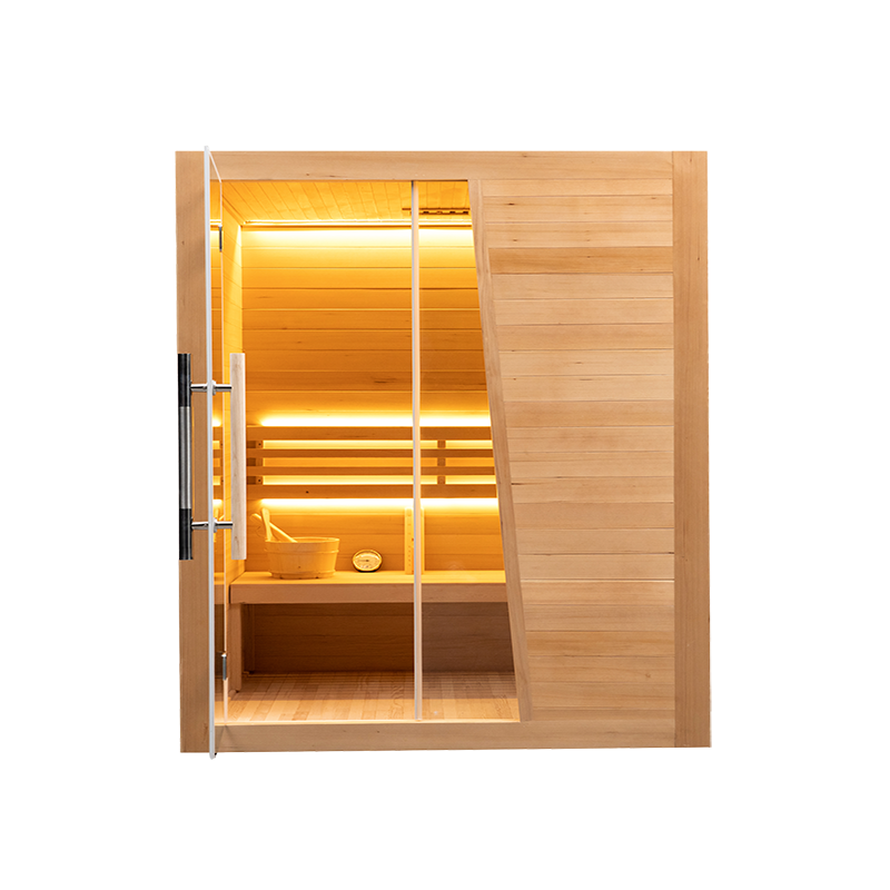 Custom Luxury Indoor Hemlock Wood 2 Person Traditional Dry Wet Steam Sauna Room 004