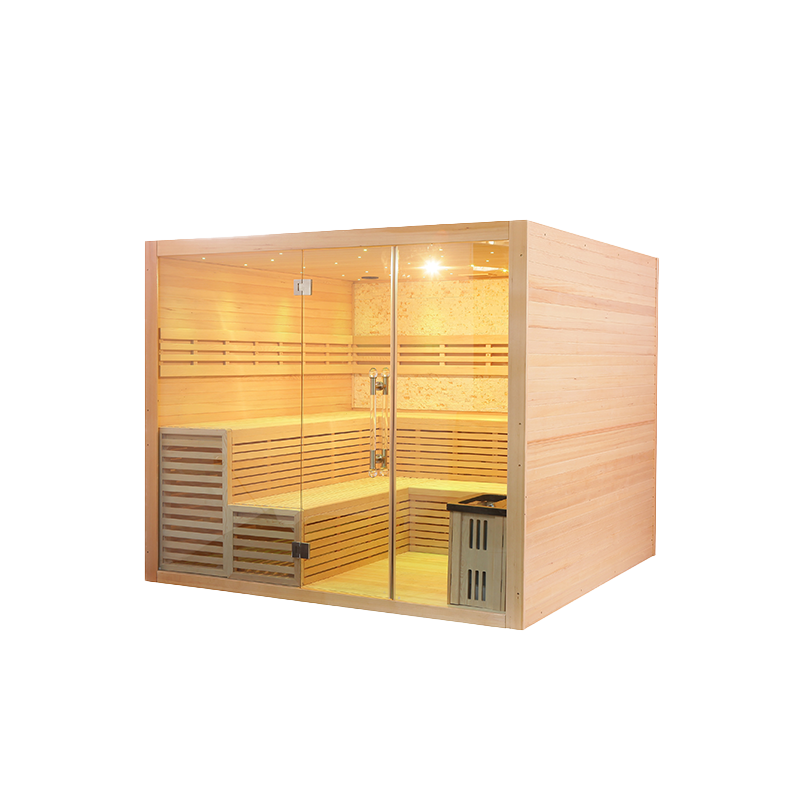 Groothandel op maat gemaakte massief houten stoomsauna voor 6-8 personen 13
