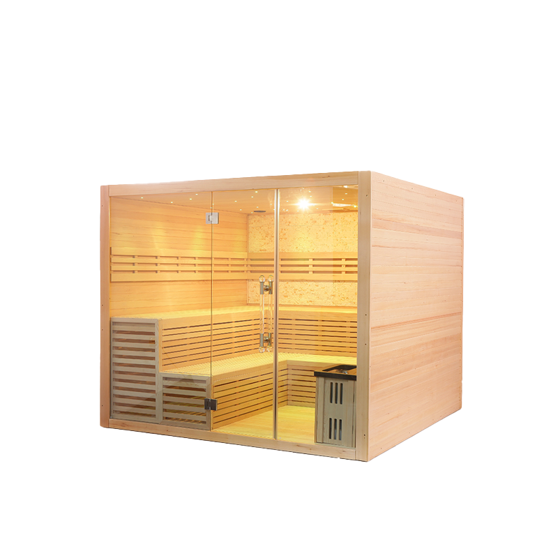 Groothandel op maat gemaakte massief houten stoomsauna voor 6-8 personen 15