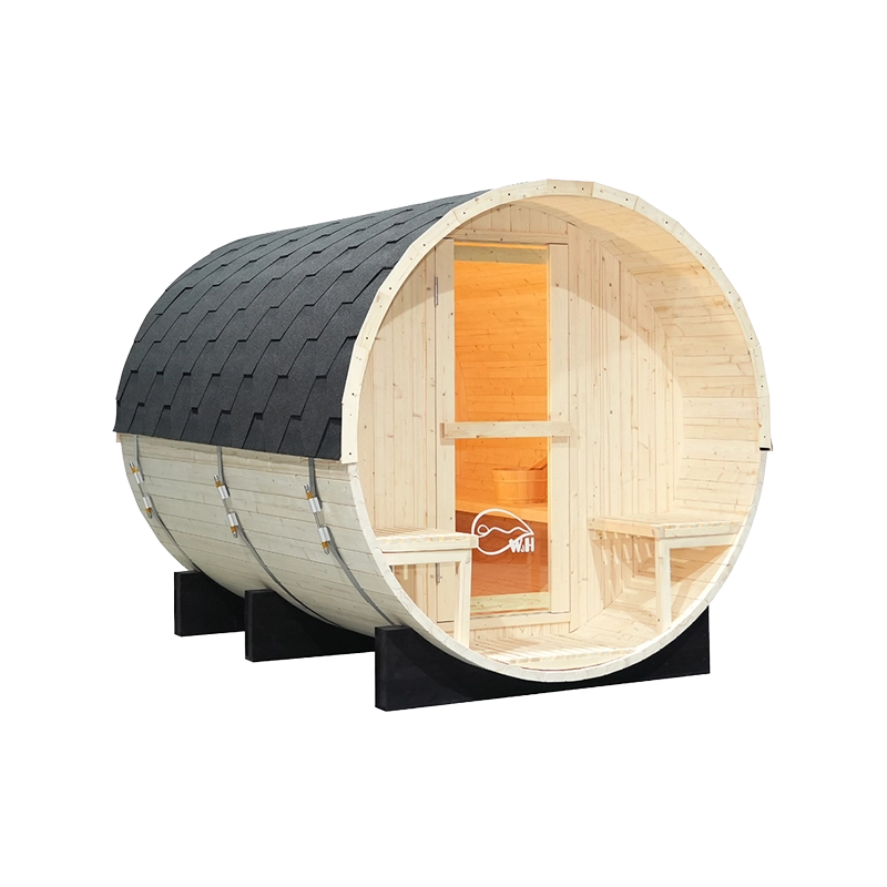 Best 4 6 Person Outdoor Wooden Barrel Steam Sauna Supplier 008