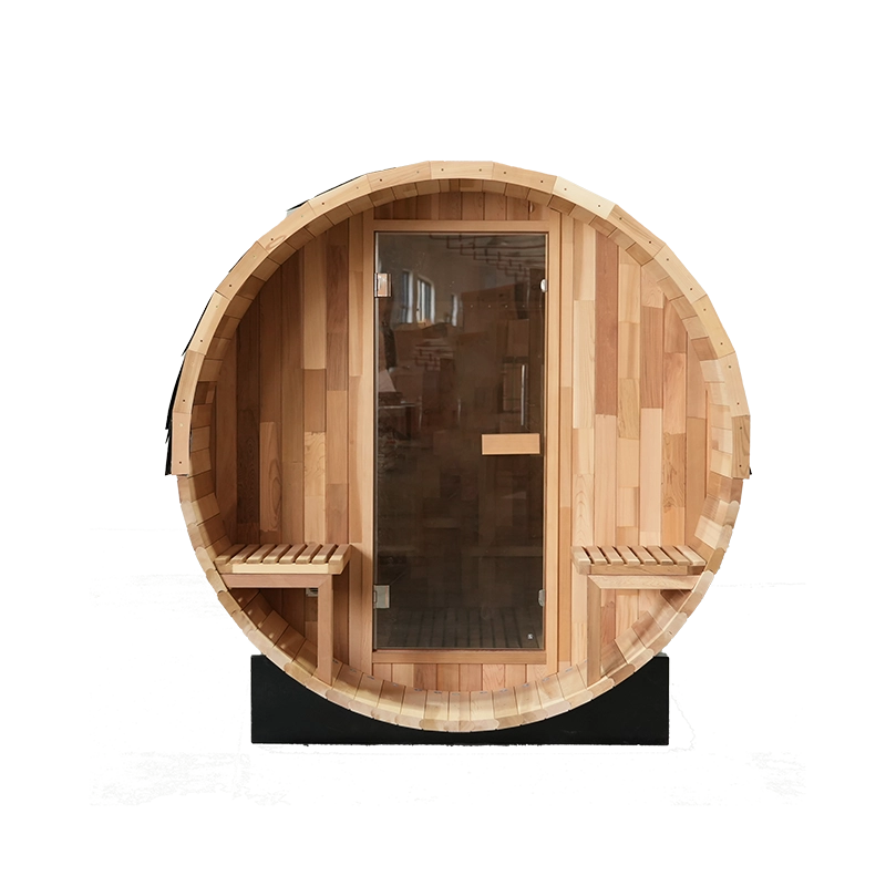 Großhandel Maßgefertigte 2.4 m 4-6 Personen Outdoor-Fass-Dampfsauna 002