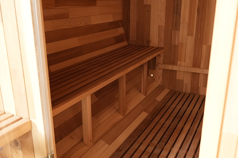 Großhandel Maßgefertigte 2.4 m 4-6 Personen Outdoor-Fass-Dampfsauna 008