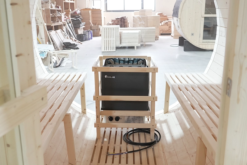 Wholesale 4 6 Person Outdoor Cedar Barrel Panoramic Steam Sauna 004