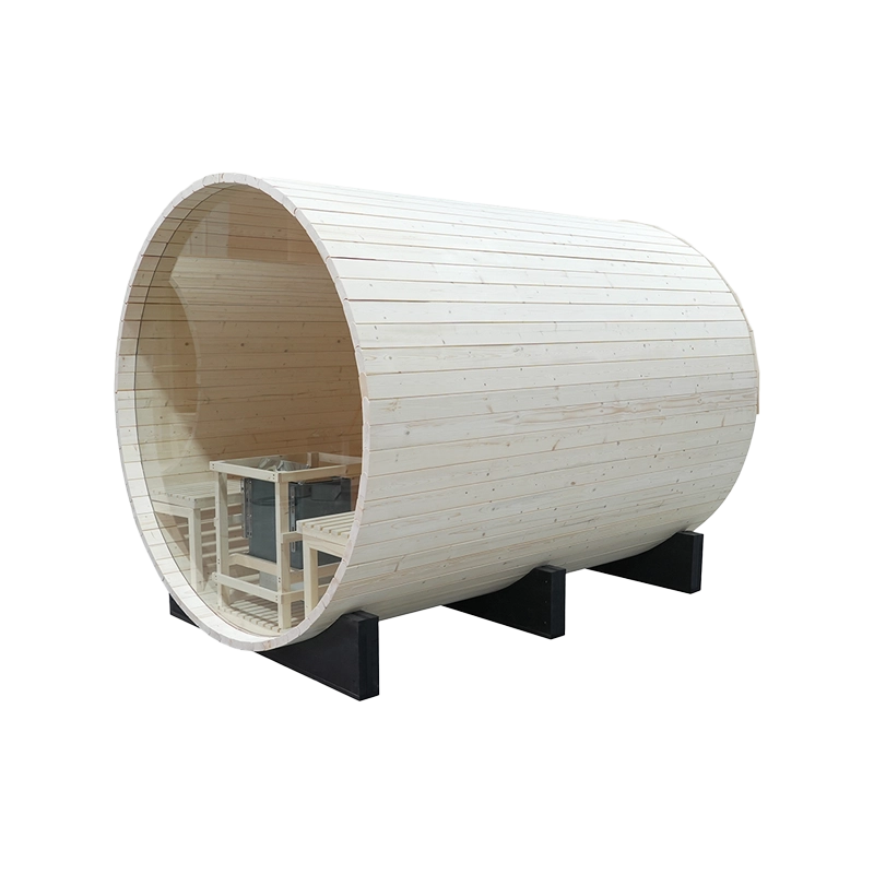 Wholesale 4 6 Person Outdoor Cedar Barrel Panoramic Steam Sauna 006