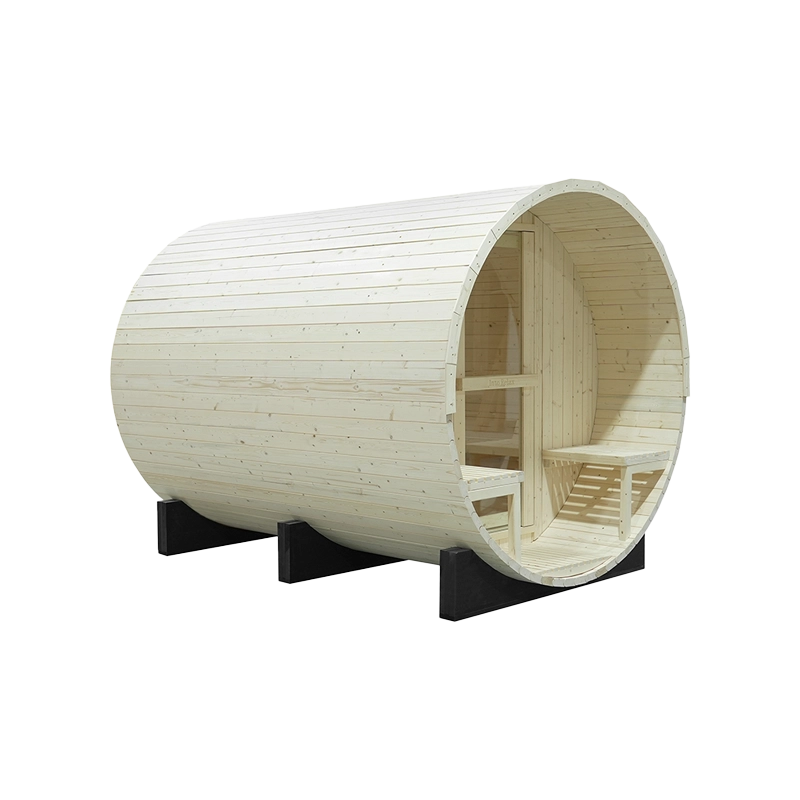 Wholesale 4 6 Person Outdoor Cedar Barrel Panoramic Steam Sauna 008